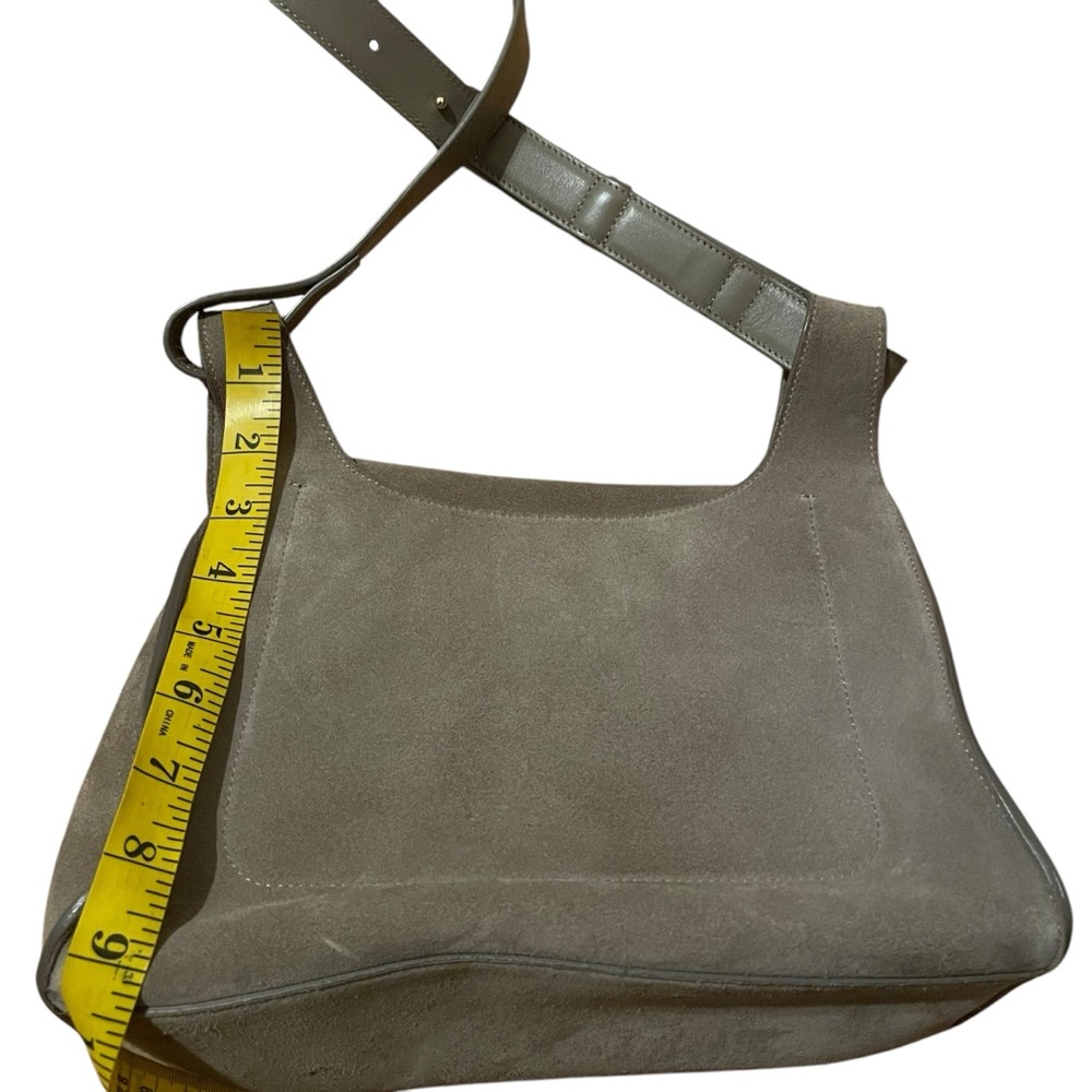 CUYANA Taupe Suede Double Loop Bag Magnetic Closure - Picture 6 of 9